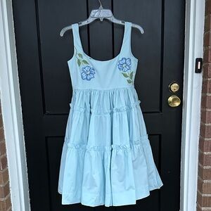 Fanm Mon Floral Embroidered Women Dress - Blue NWT XS